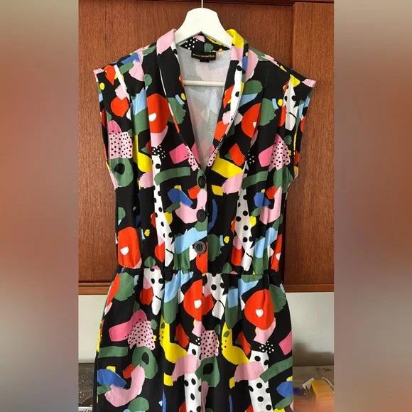 Nooworks Multicolor Abstract Magic Party Jumpsuit. Art by Ashley Mary. Medium. - Picture 1 of 16